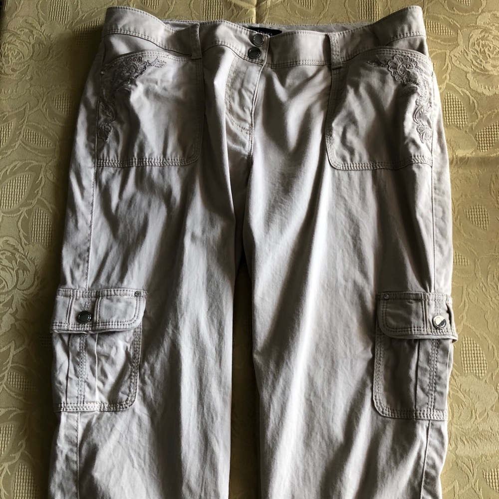 WHBM Khaki crop leg pants